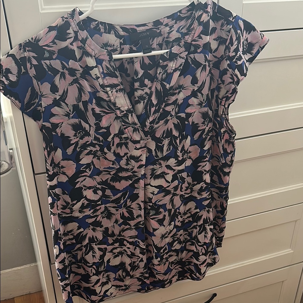 J. Crew Flutter Sleeve Floral Blouse